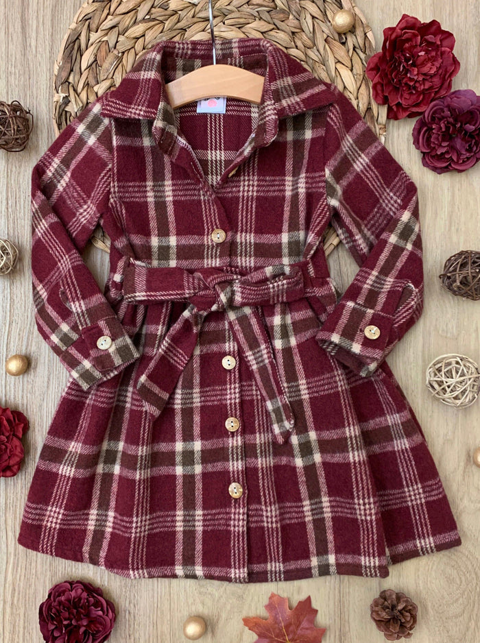 Pumpkin Harvest Burgundy Flannel Dress