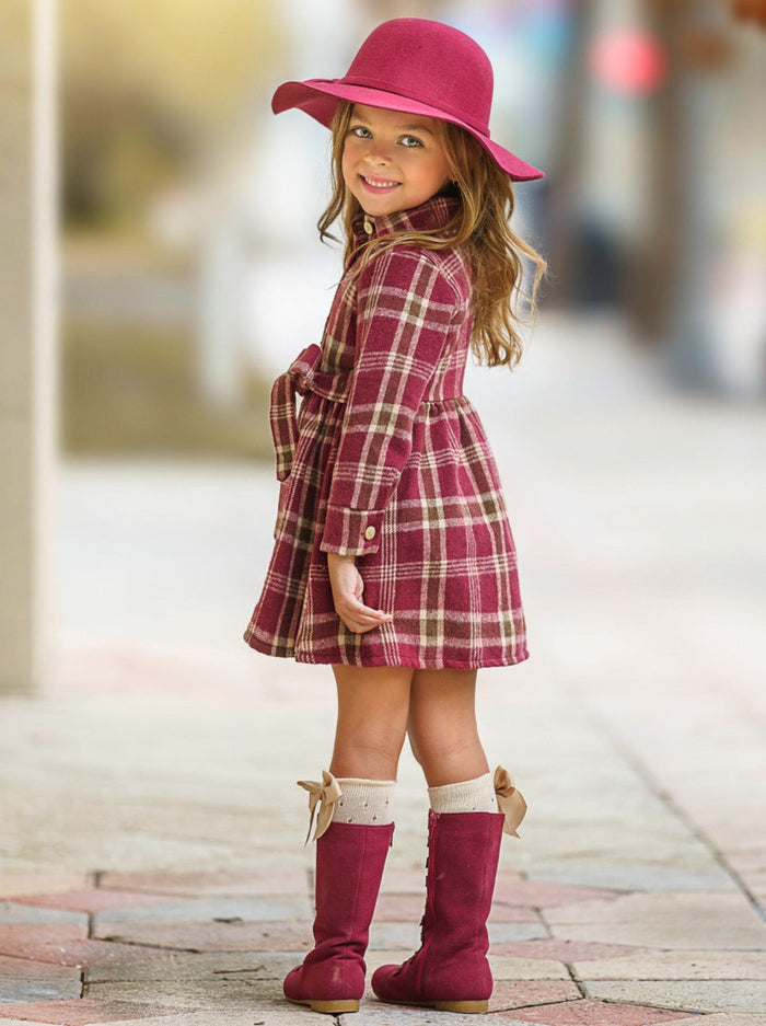 Pumpkin Harvest Burgundy Flannel Dress