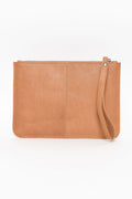 Queens Camel Leather Clutch