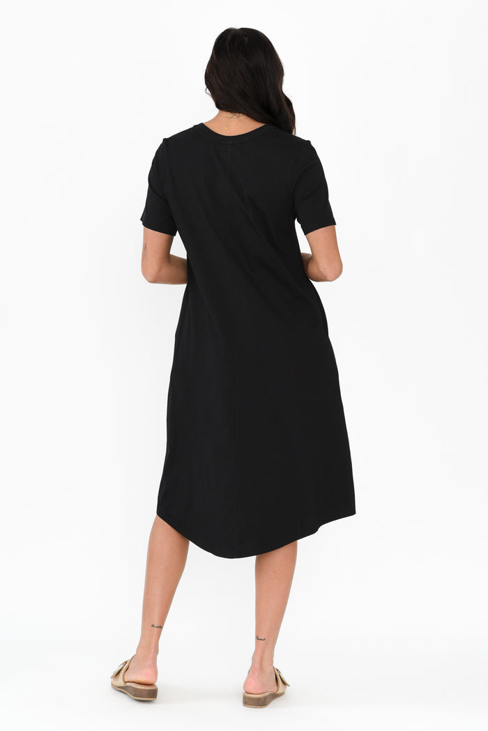 Quentin Black Cotton Tee Dress,Brunette model,alt text|model:Brontie