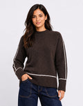 Quest Contrast Detail Jumper - Chocolate