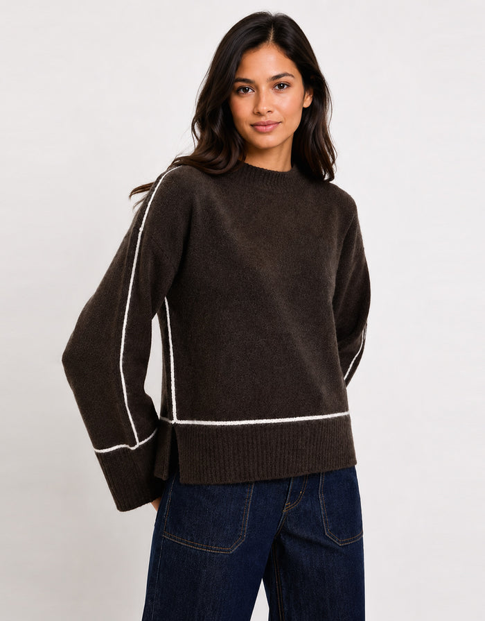 Quest Contrast Detail Jumper - Chocolate