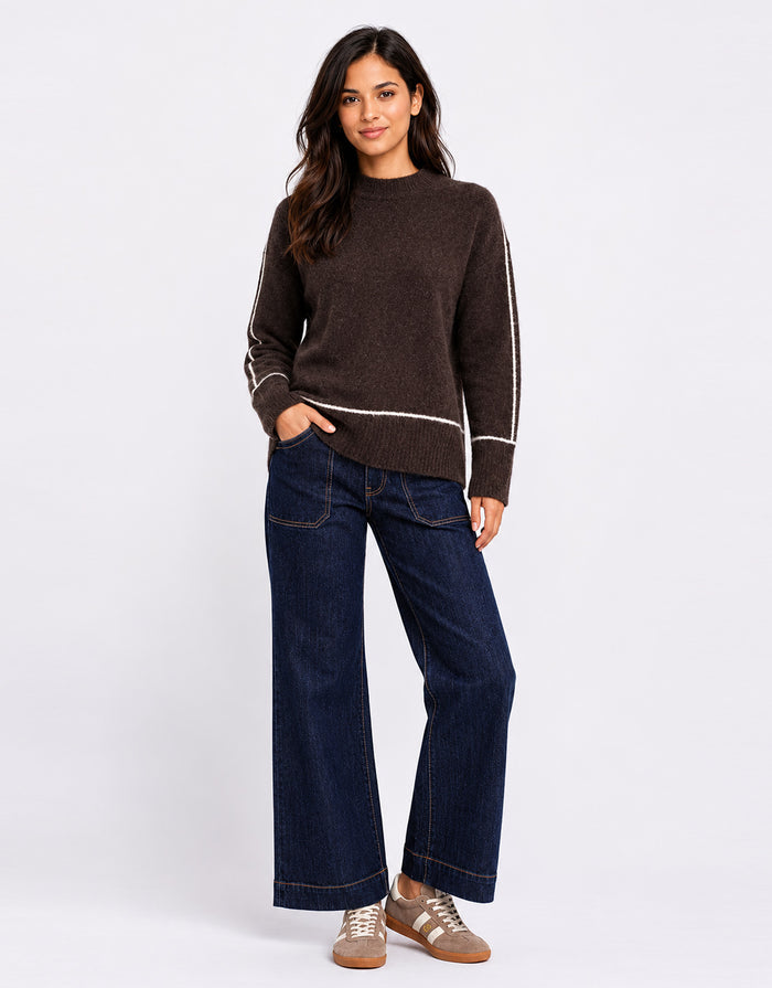 Quest Contrast Detail Jumper - Chocolate