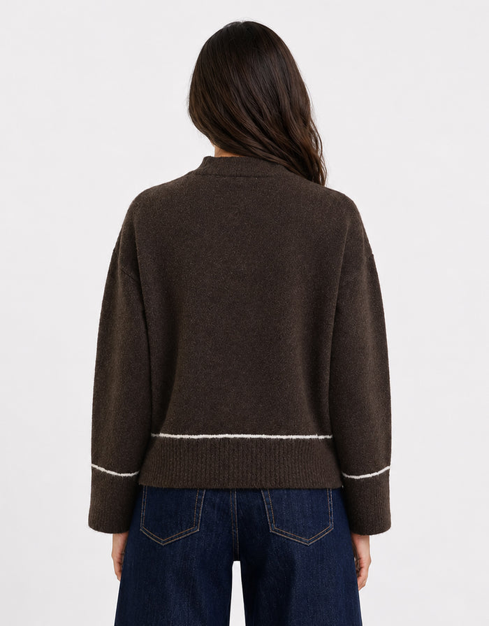 Quest Contrast Detail Jumper - Chocolate