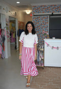 Red Stripe Midi Dress