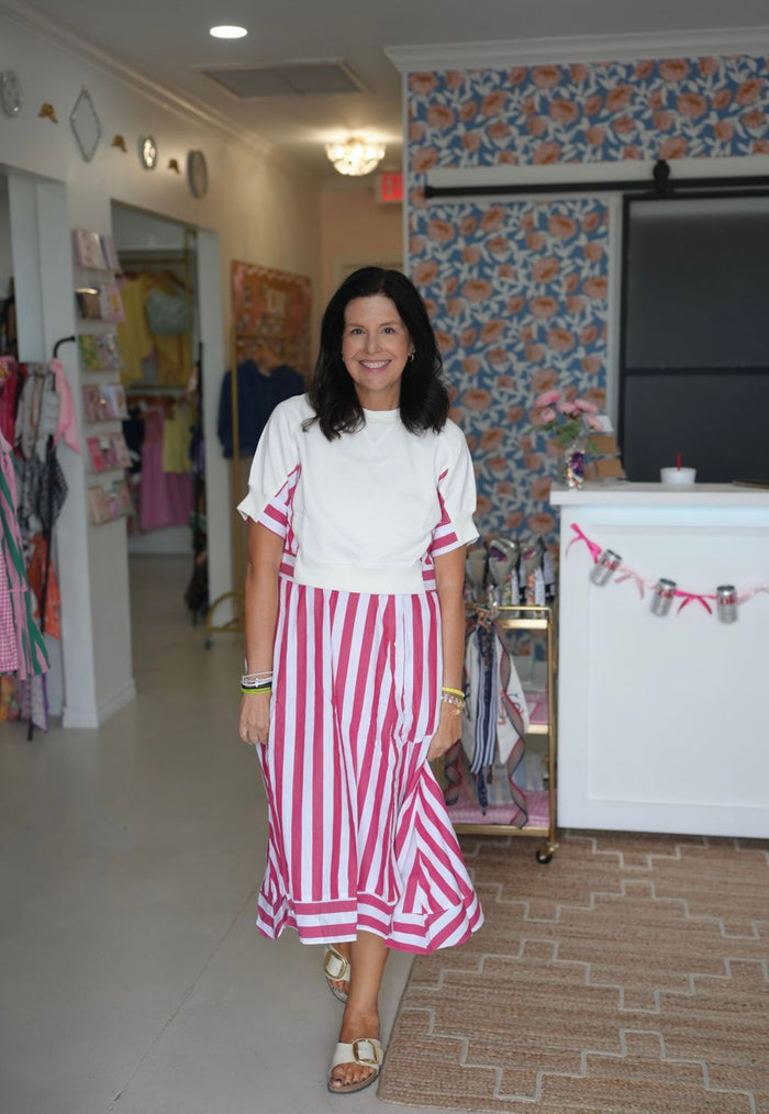 Red Stripe Midi Dress