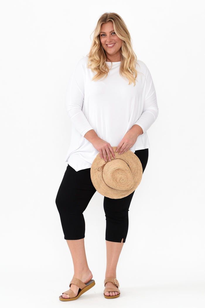 Reed Black Stretch Cotton Capri Pants,Blonde model,alt text|model:Caitlin