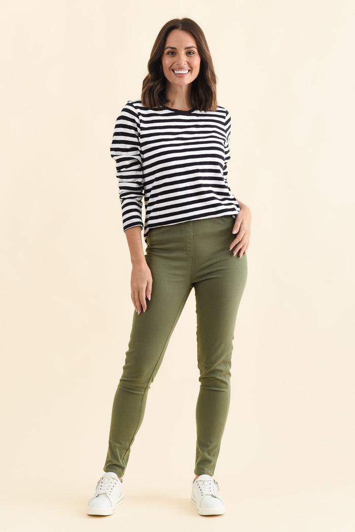 Reed Khaki Stretch Cotton Pants,Brunette model,alt text|model:MJ