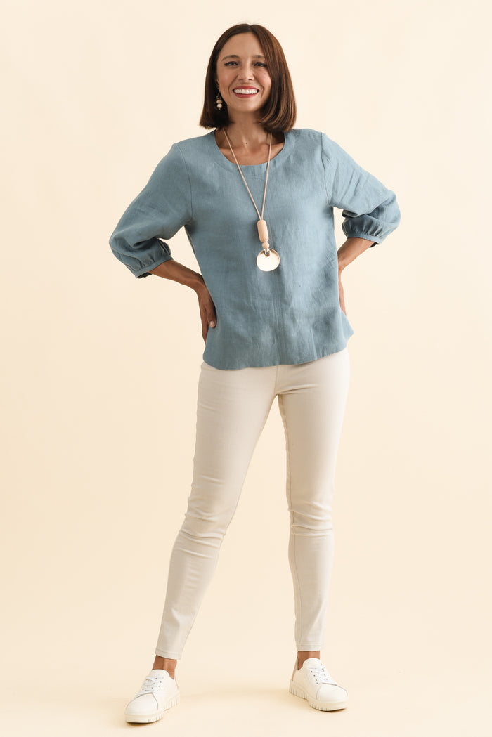 Reed Stone Stretch Cotton Pants,Brunette model,alt text|model:Cara