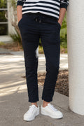 Riley Navy Denim Jogger Pants,Lifestyle