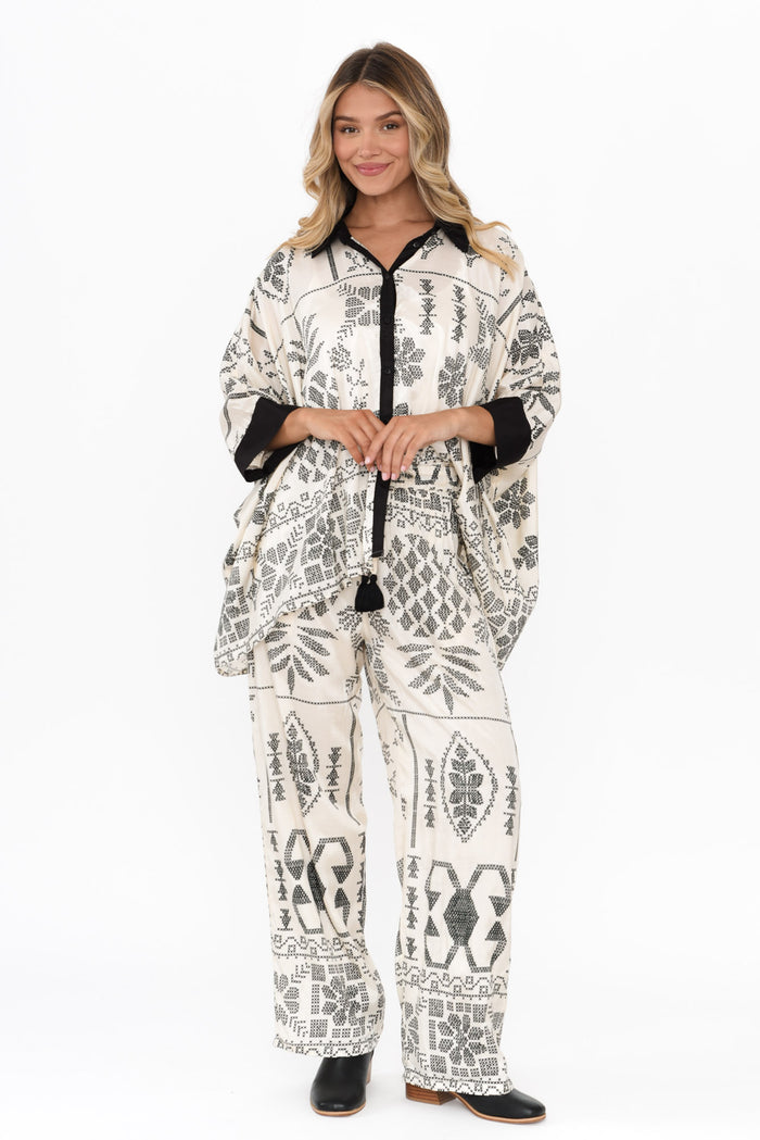 Rio Natural Abstract Tie Pants,Blonde model,alt text|model:Mollie