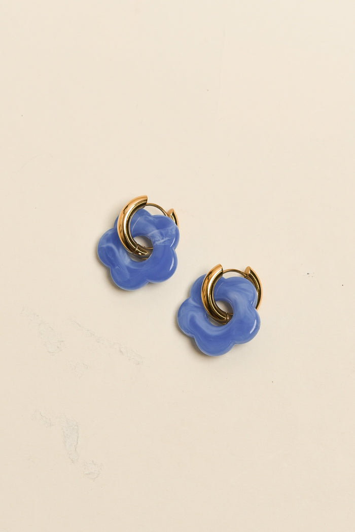 Rosalie Blue Flower Hoop Earrings