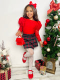 Mia Belle Girls Lace Top & Plaid Skort Set | Cute Winter Outfits