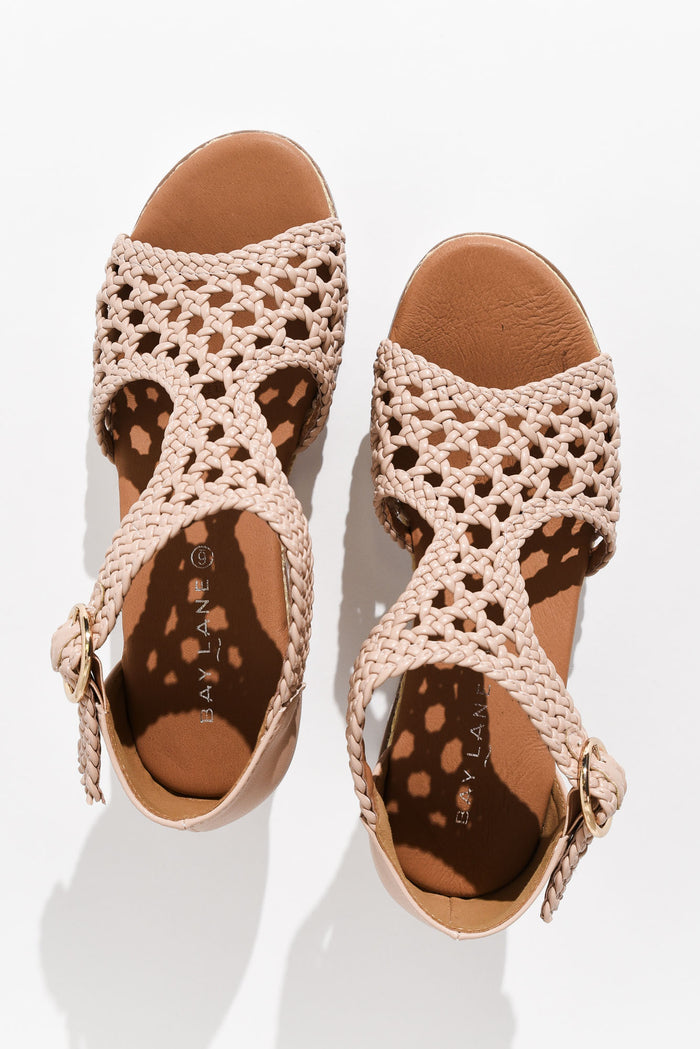 Rumour Blush Leather Wedge Sandal