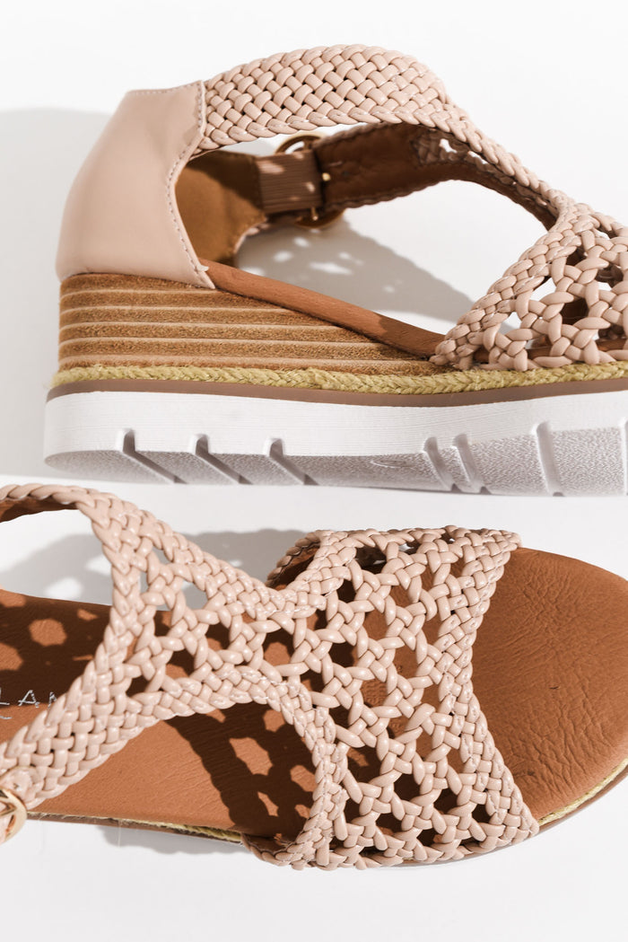 Rumour Blush Leather Wedge Sandal