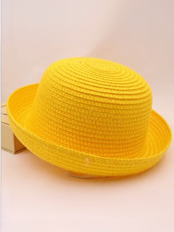Runway-Ready Yellow Bowler Hat Mia Belle Girls