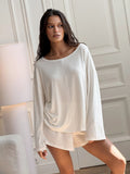 Salma Night Suit Co ord Set - White