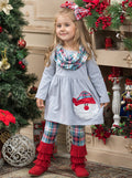 Santa Is The Best! Plaid Tunic, Scarf, and Legging Set Mia Belle Girls