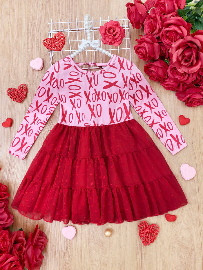 Sending You XOXOs Swiss Tulle Ruffle Dress Mia Belle Girls
