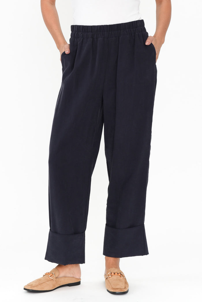 Seria Navy Cuff Pants,Brunette model,alt text|model:MJ