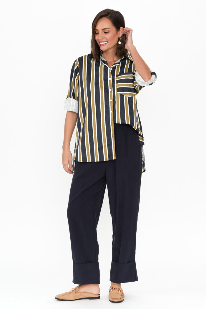 Seria Navy Cuff Pants,Brunette model,alt text|model:MJ