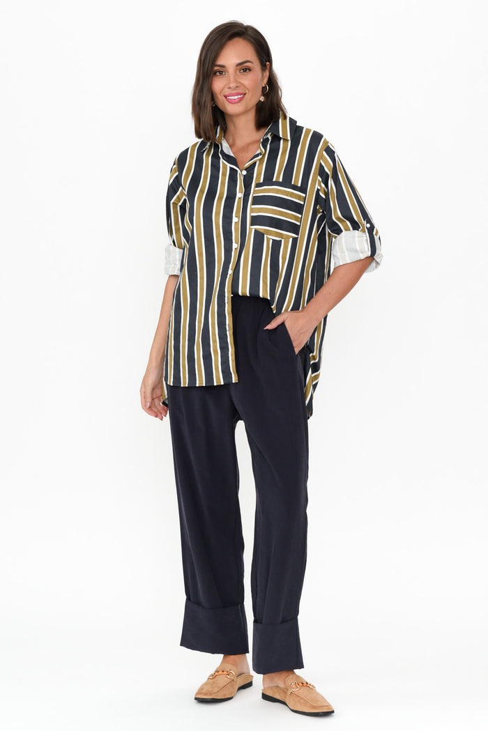 Seria Navy Cuff Pants,Brunette model,alt text|model:MJ