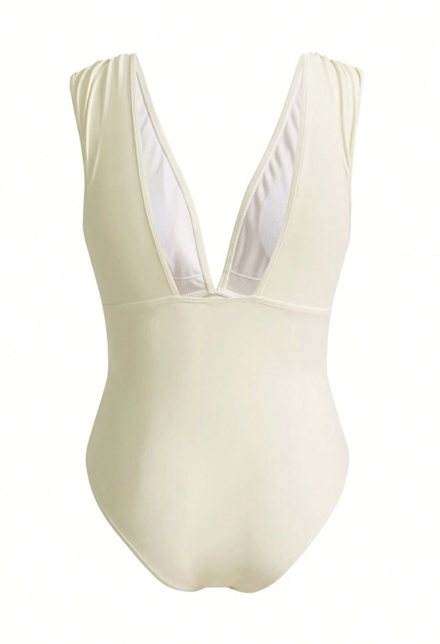 Shadow Drape Swimsuit Pant Set - White