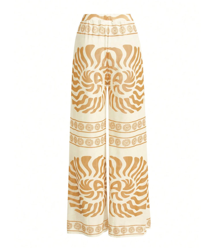 Shadow Drape Swimsuit Pant Set - White