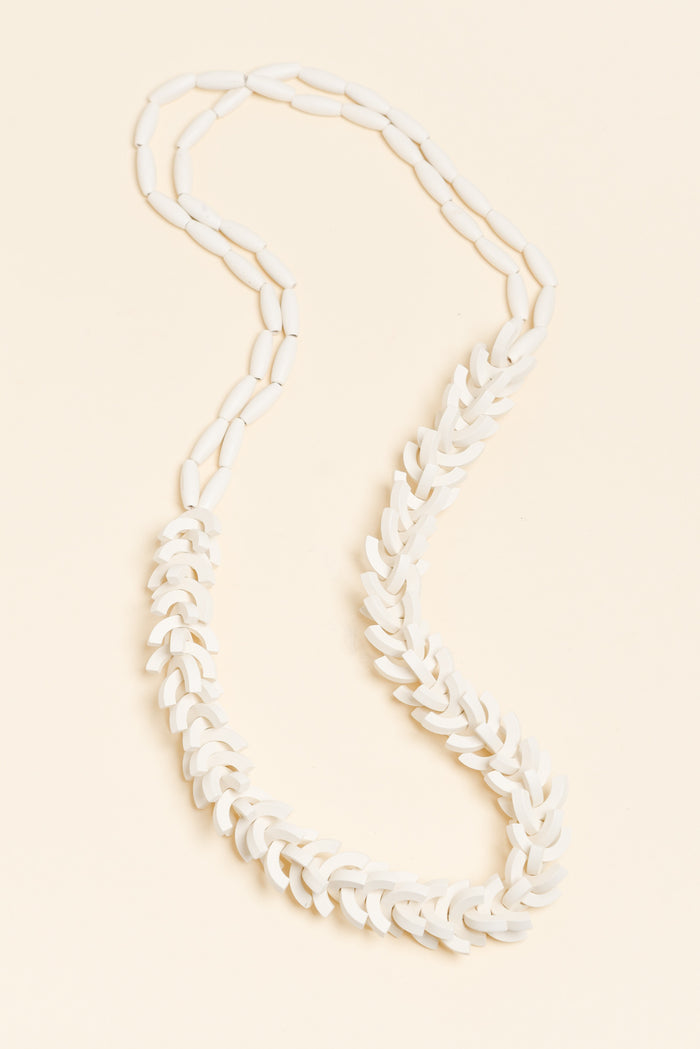 Sidonia Cream Wooden Bead Necklace