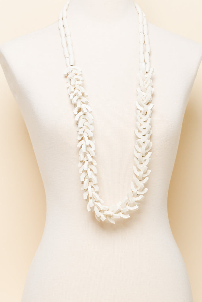 Sidonia Cream Wooden Bead Necklace