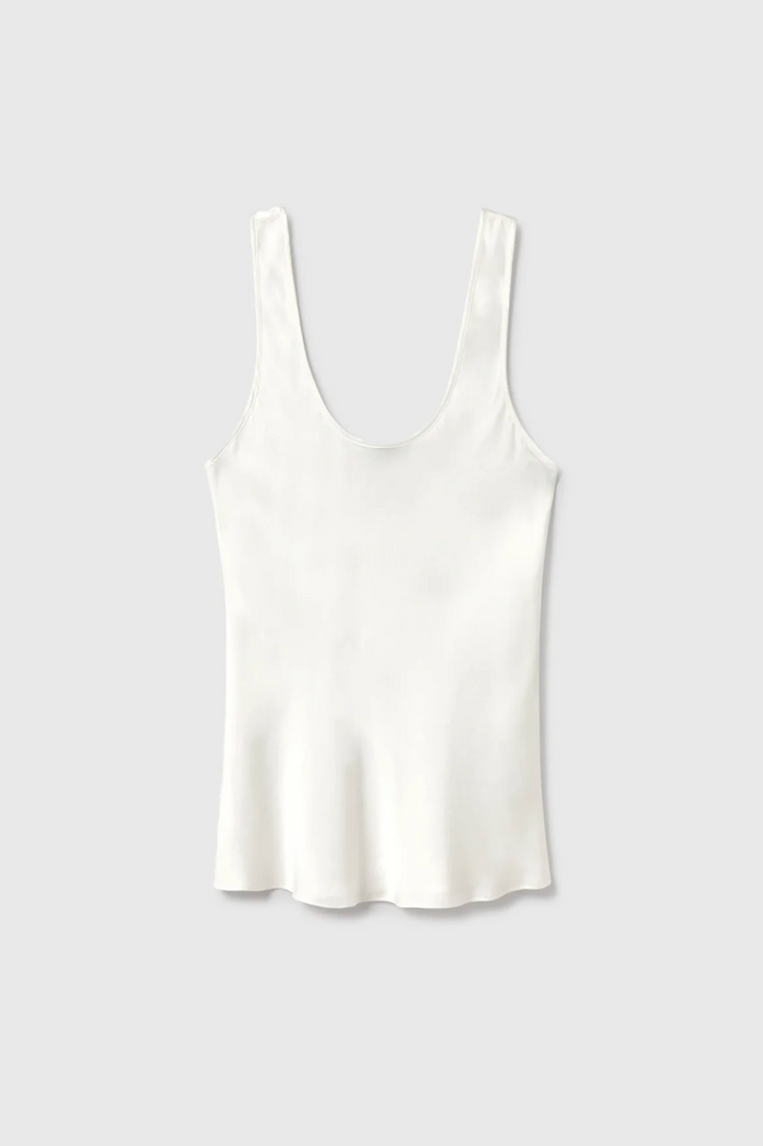 Silk Laundry Scoop Neck Tank - White