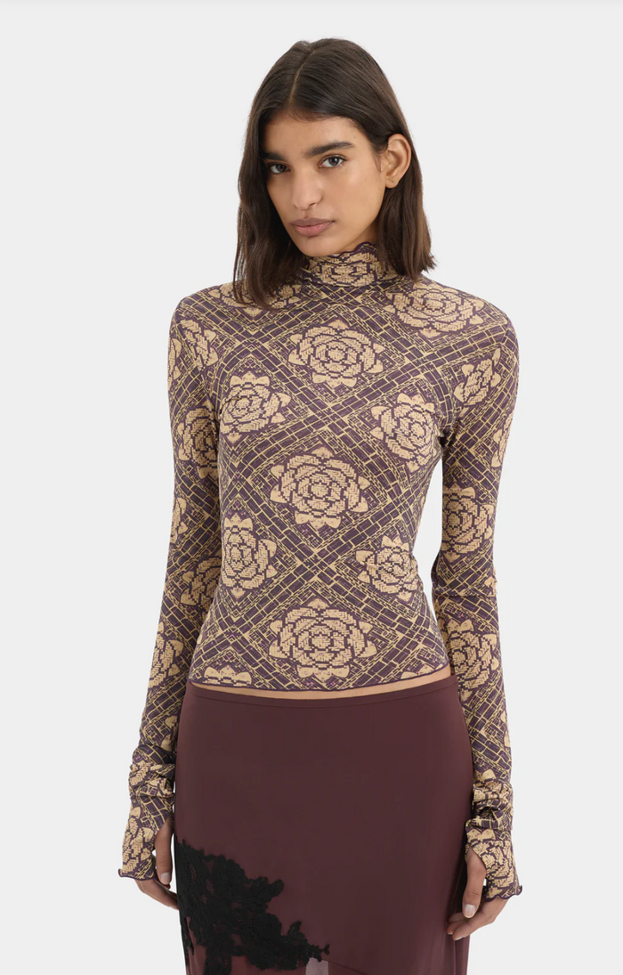 SIR. Isola Long Sleeve Top - Rose Parquet Plum