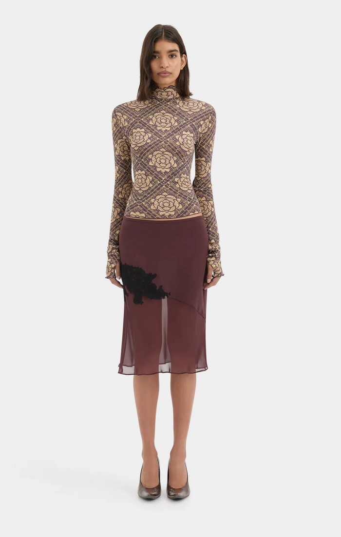 SIR. Isola Long Sleeve Top - Rose Parquet Plum