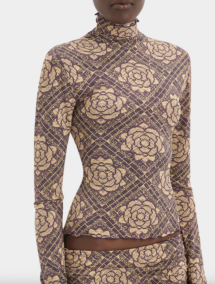 SIR. Isola Long Sleeve Top - Rose Parquet Plum