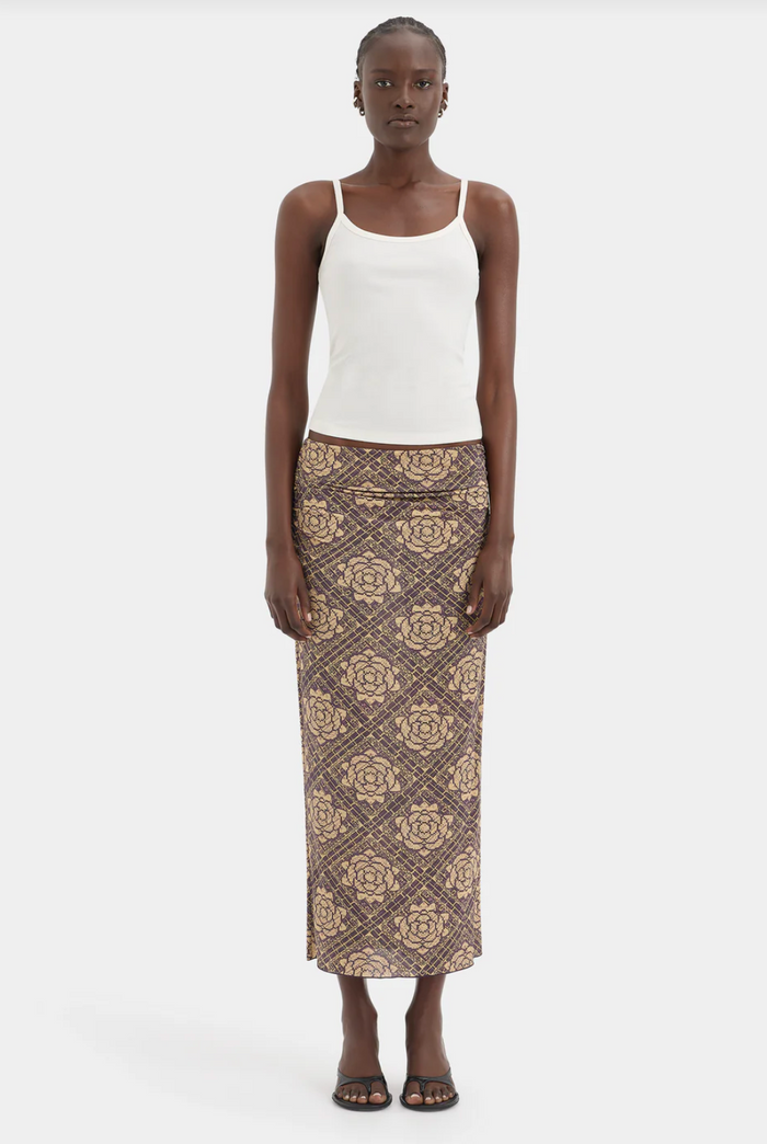 SIR. Isola Midi Skirt - Rose Parquet Plum