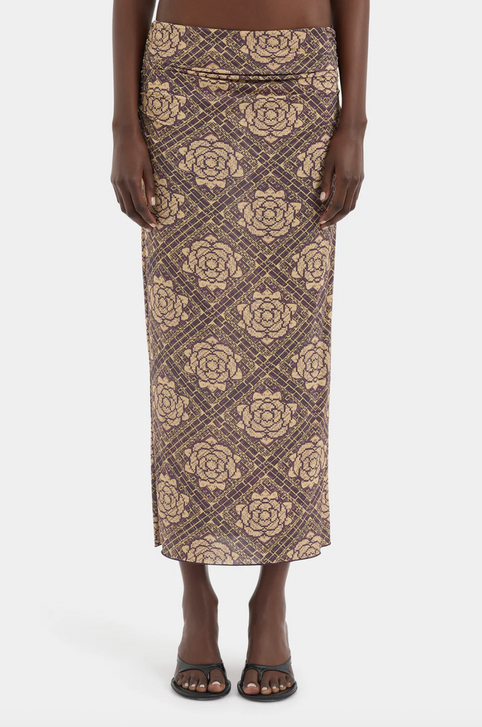 SIR. Isola Midi Skirt - Rose Parquet Plum