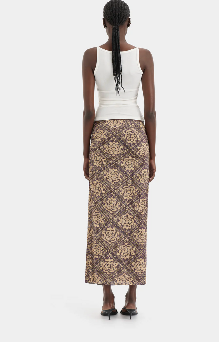 SIR. Isola Midi Skirt - Rose Parquet Plum