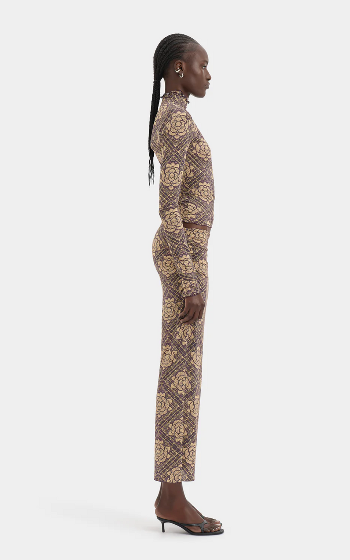SIR. Isola Midi Skirt - Rose Parquet Plum