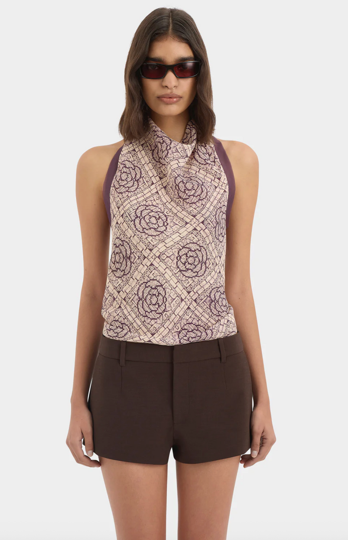 SIR. Mireli Halter Tie Top - Rose Parquet
