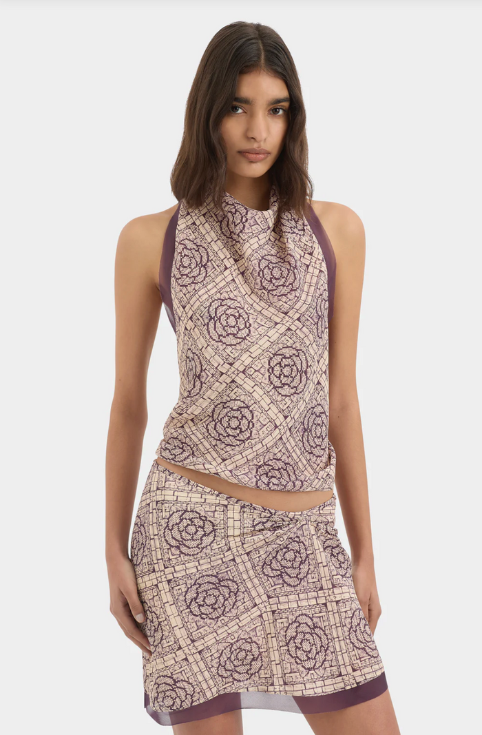 SIR. Mireli Halter Tie Top - Rose Parquet