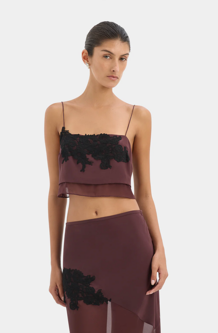 SIR. Noria Cropped Cami - Dark Plum