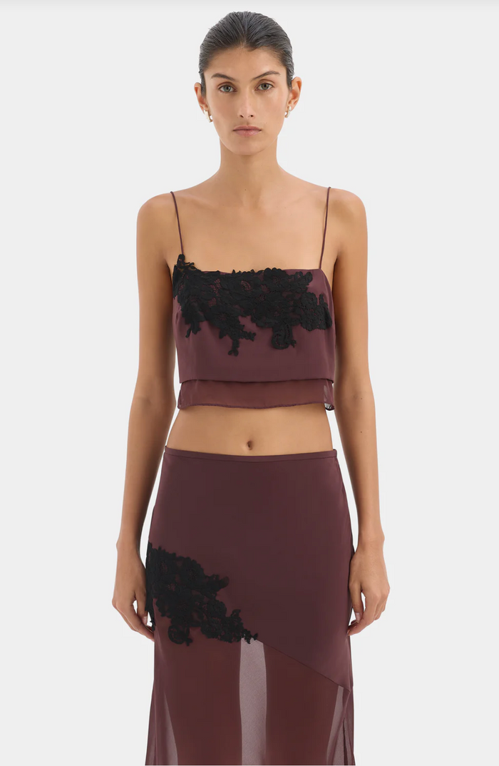 SIR. Noria Cropped Cami - Dark Plum
