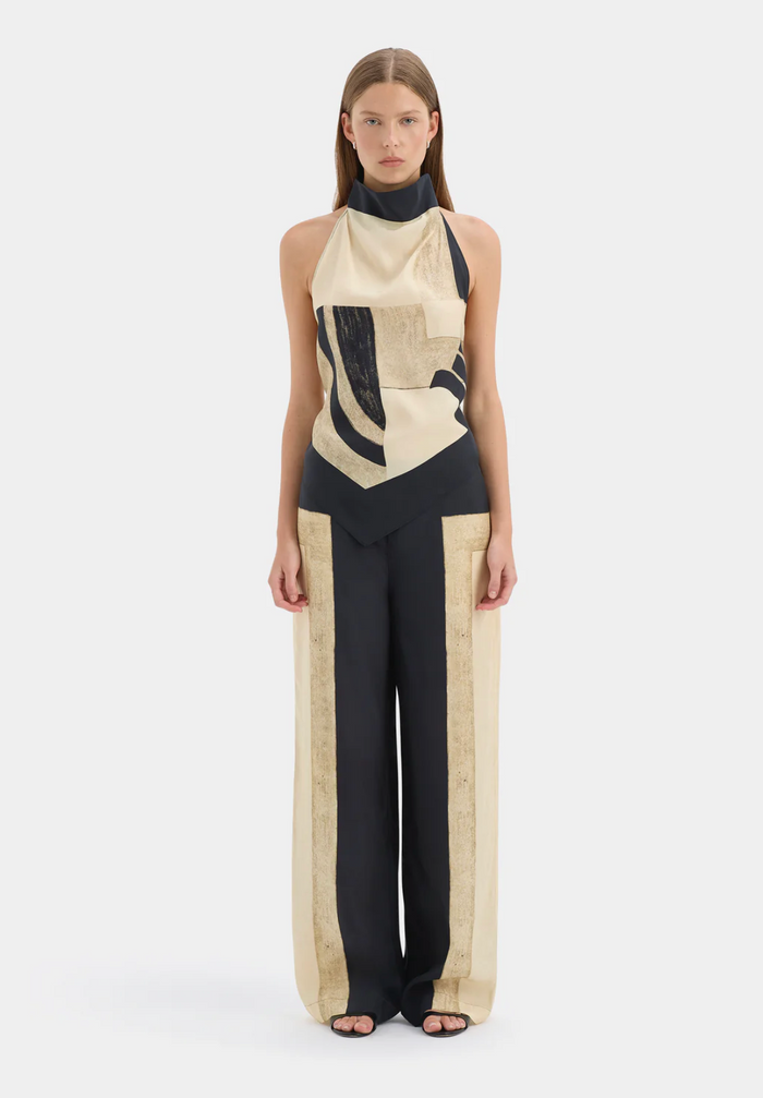 SIR. Sona Halter Tie Top - Geo Scape