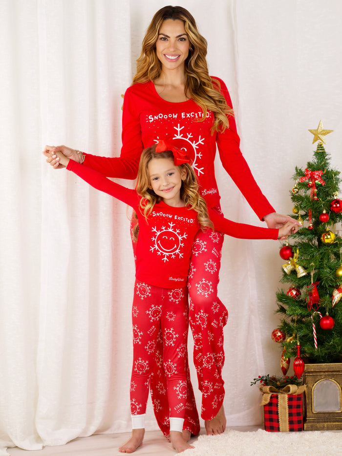 SmileyWorld Mommy and Me Red Snowy Days Pajama Set Mia Belle Girls