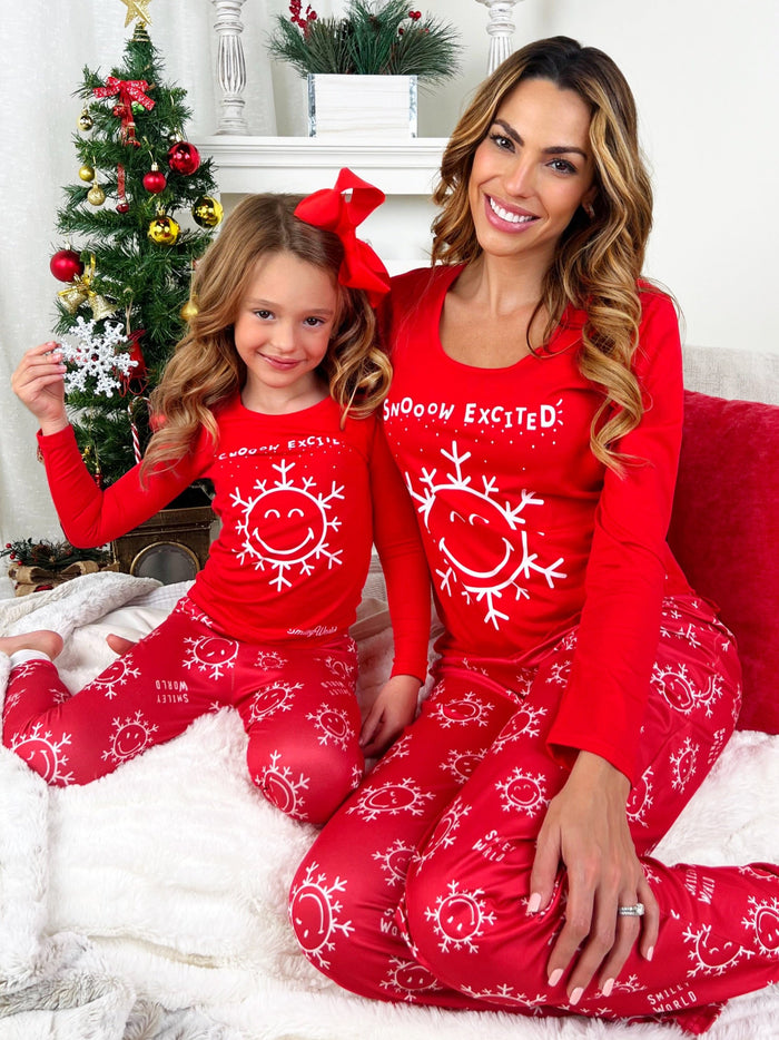 SmileyWorld Mommy and Me Red Snowy Days Pajama Set Mia Belle Girls