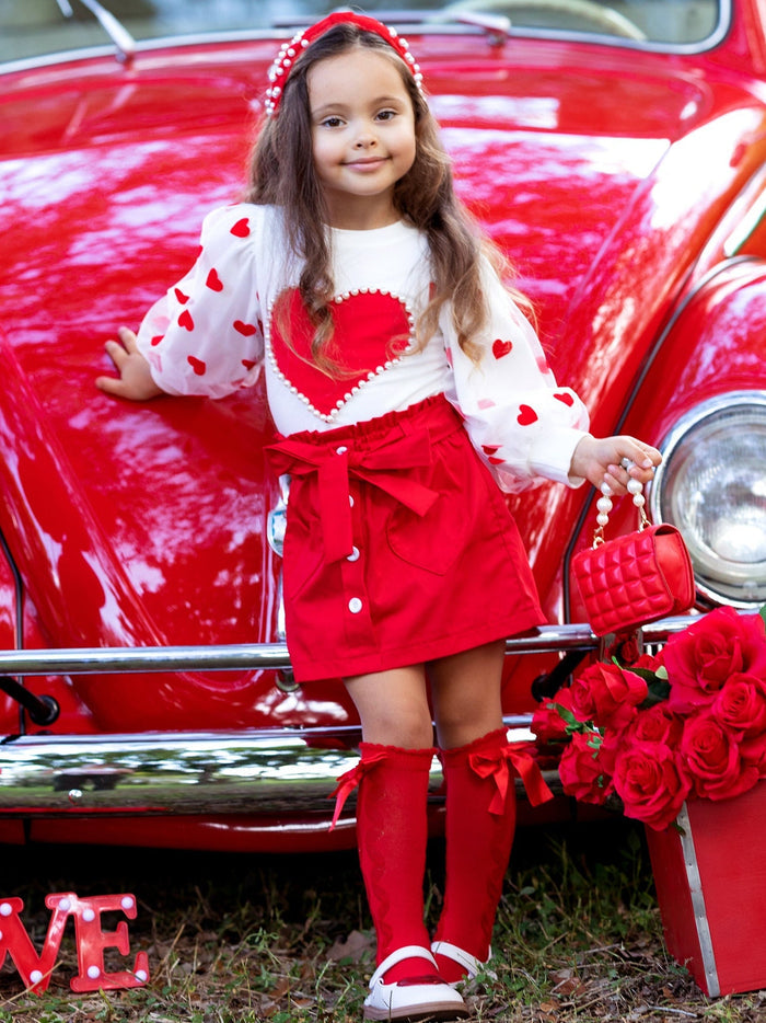 So Loved Tulle Sleeve Top and Skirt Set Mia Belle Girls