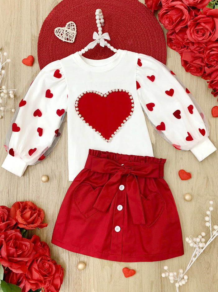 So Loved Tulle Sleeve Top and Skirt Set Mia Belle Girls
