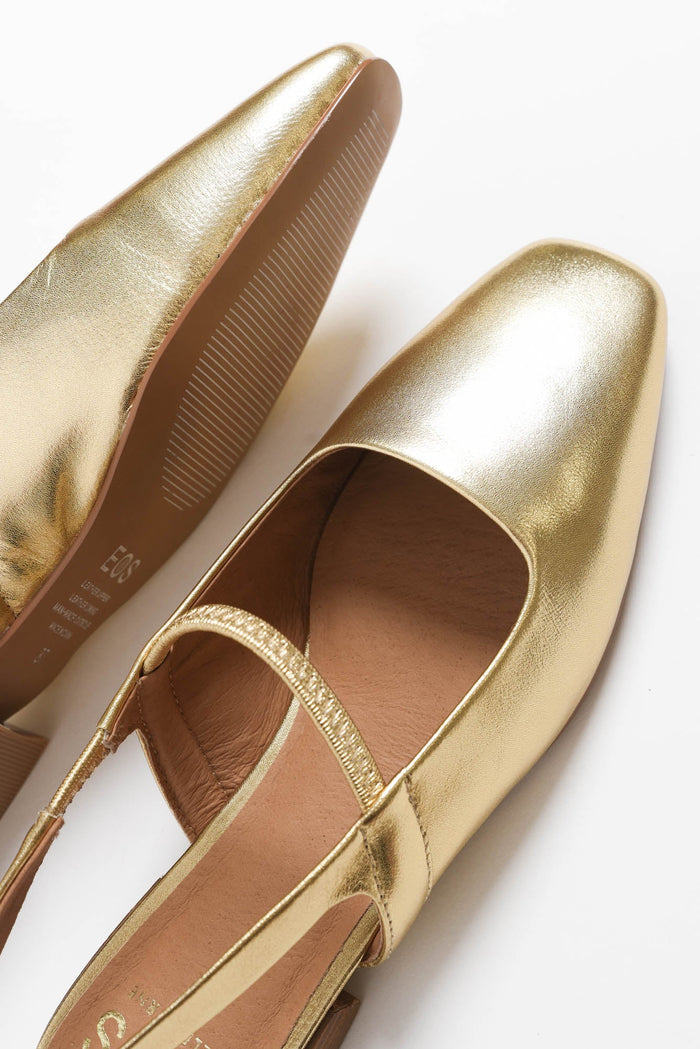 Sonu Gold Leather Slingback Mule
