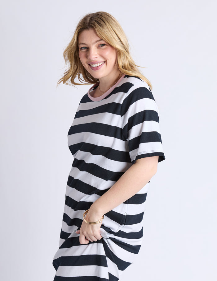 elm-sorrento-dress-black-white-stripe-womens-clothing