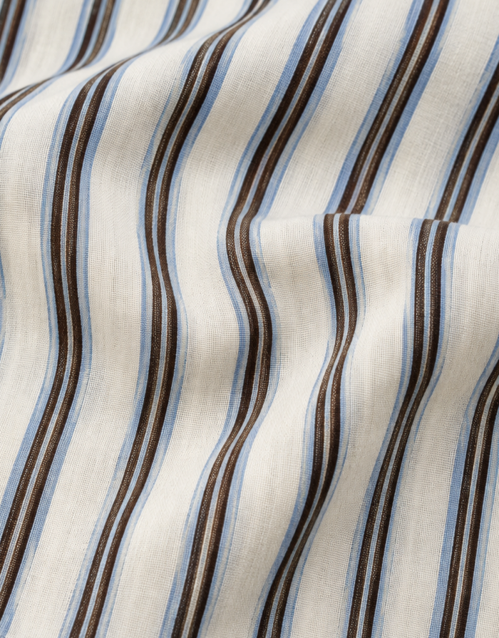 Sorrento Shirt - Mocha/ Blue/ White Stripe